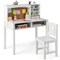 Kids Wooden Desk and Chair Set with 4-tier Storage Shelves and 2 Open Drawers